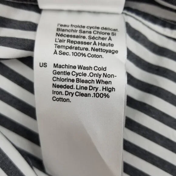 COS Button Down Oversized Long-Sleeve Striped Shirt w/ ruffle Sz.12 - Cotton - Picture 11 of 12